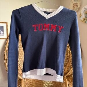 Women's Tommy Hilfiger Navy Sweater with Red Accents
